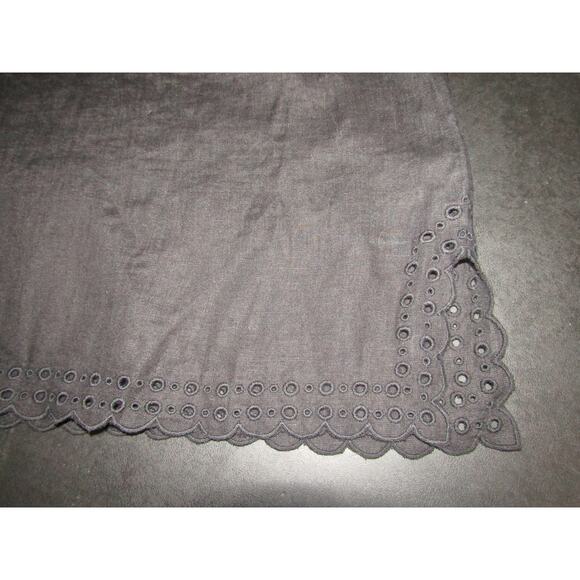 J. Crew Black Bungalow Linen Top Embroidered Women's Medium Eyelet Floral Boho - Picture 8 of 9